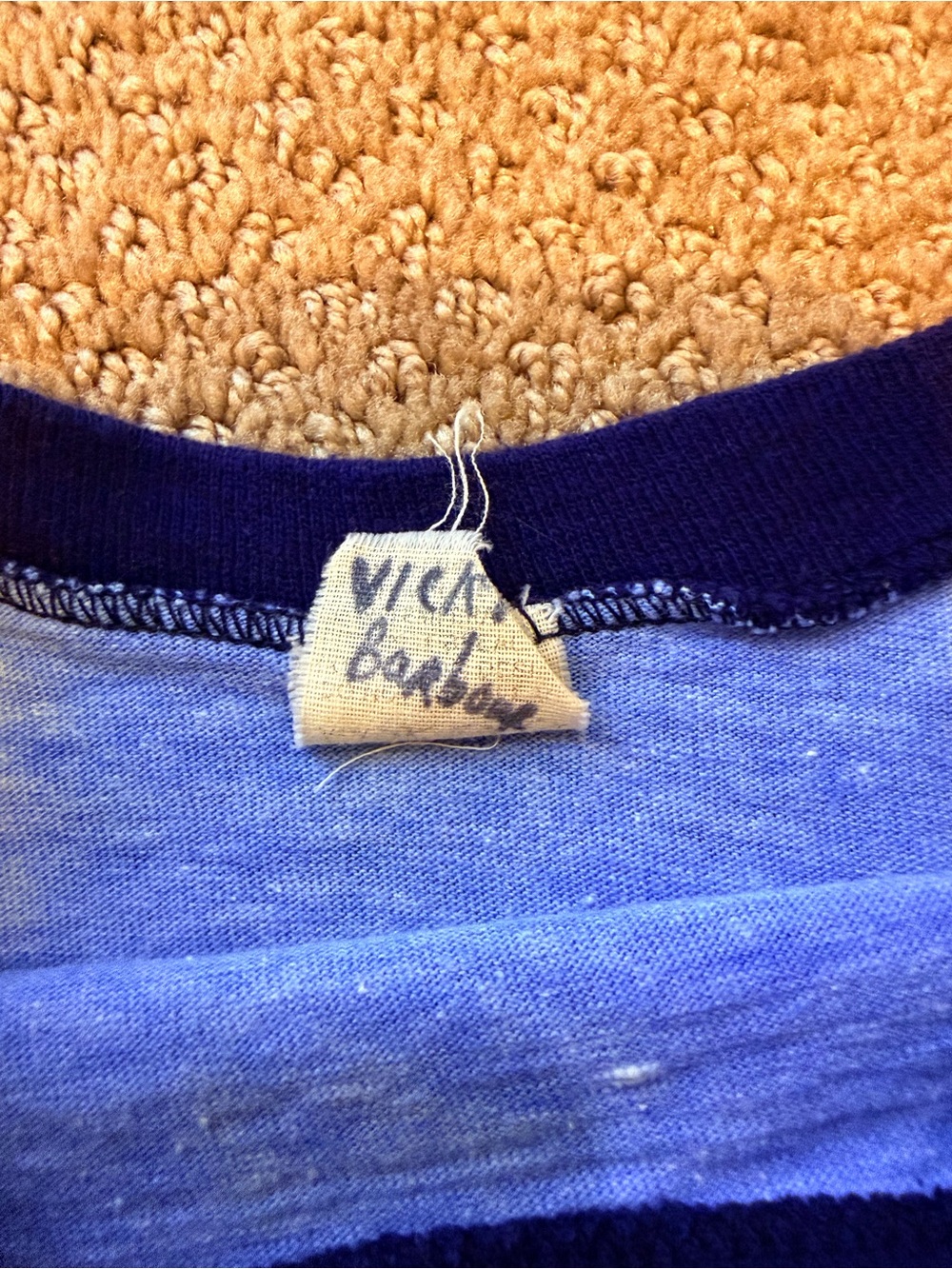 Vintage Stevens Ranch Raglan Tee - Light Blue & Navy - Picture 4 of 5